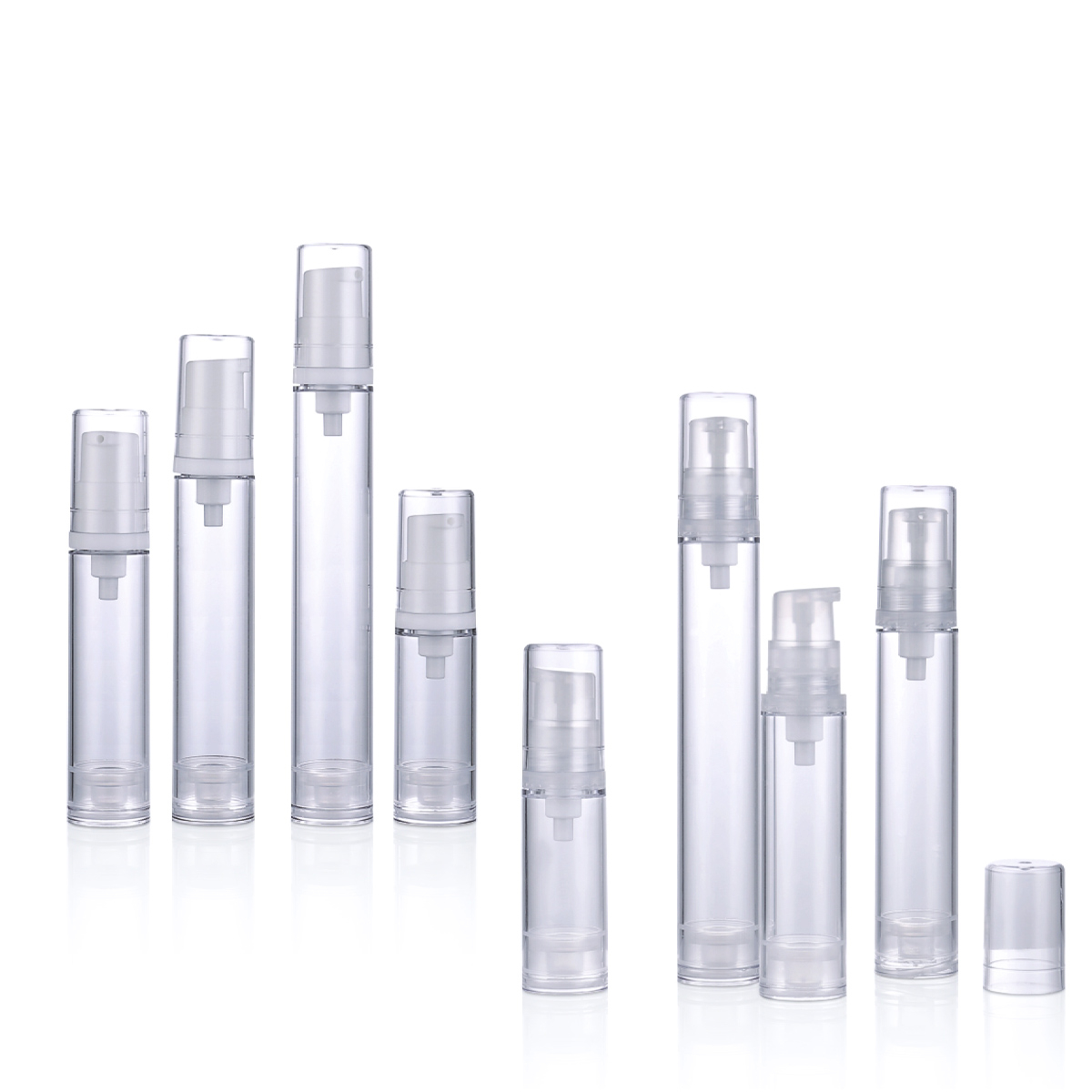5 ml 10 ml 12 ml 15 ml Cylindre PP Pompe sans air transparent bouteille de lotion cosmétique floute de pulvérisation brume
