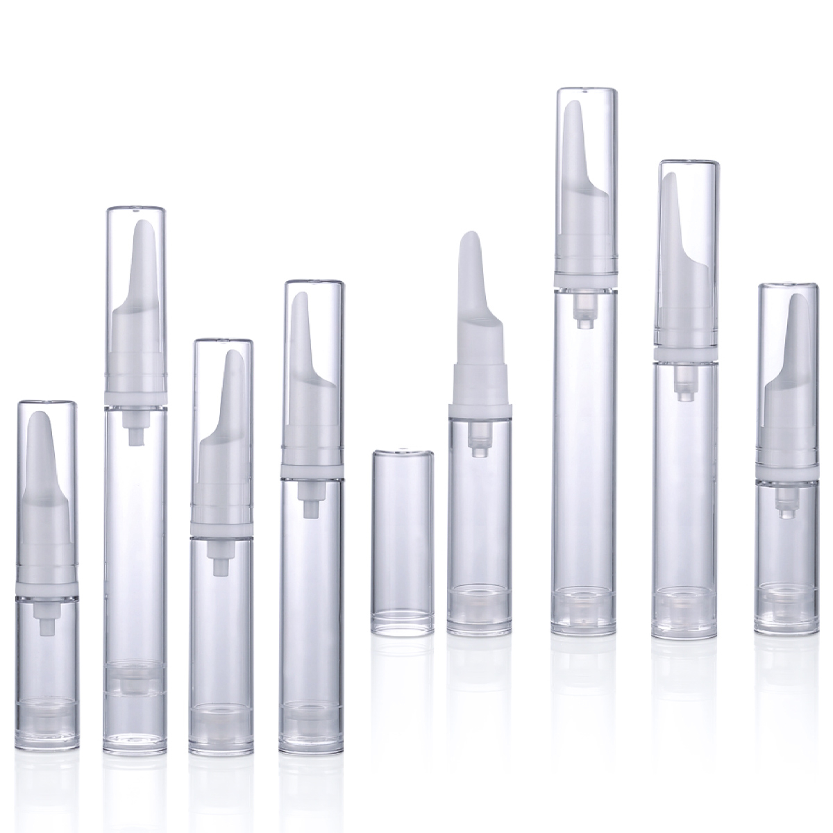 5 ml 10 ml 12 ml 15 ml Cylindre blanc / transparent de pompe sans air de lotion cosmétique bouteille d'œil sans air crème pour les yeux y01