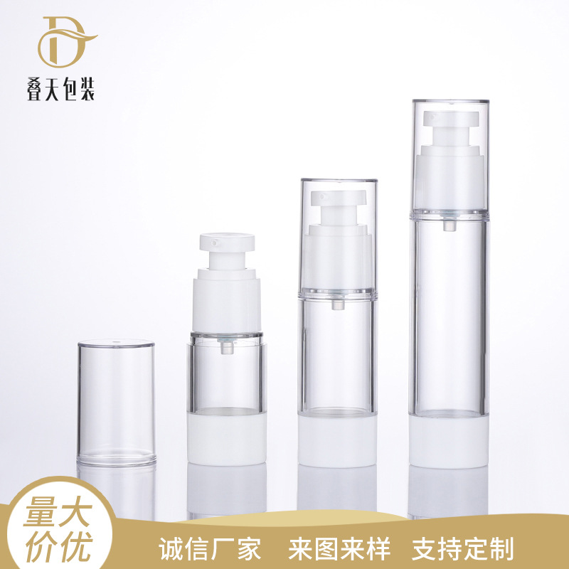 15 ml 30 ml 50 ml Bouteille de fond de teint liquide pressé Bouteille à l'œil de crème en plastique Vise de lotion transparente